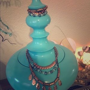 Teal & Copper Necklace/Bracelet Set